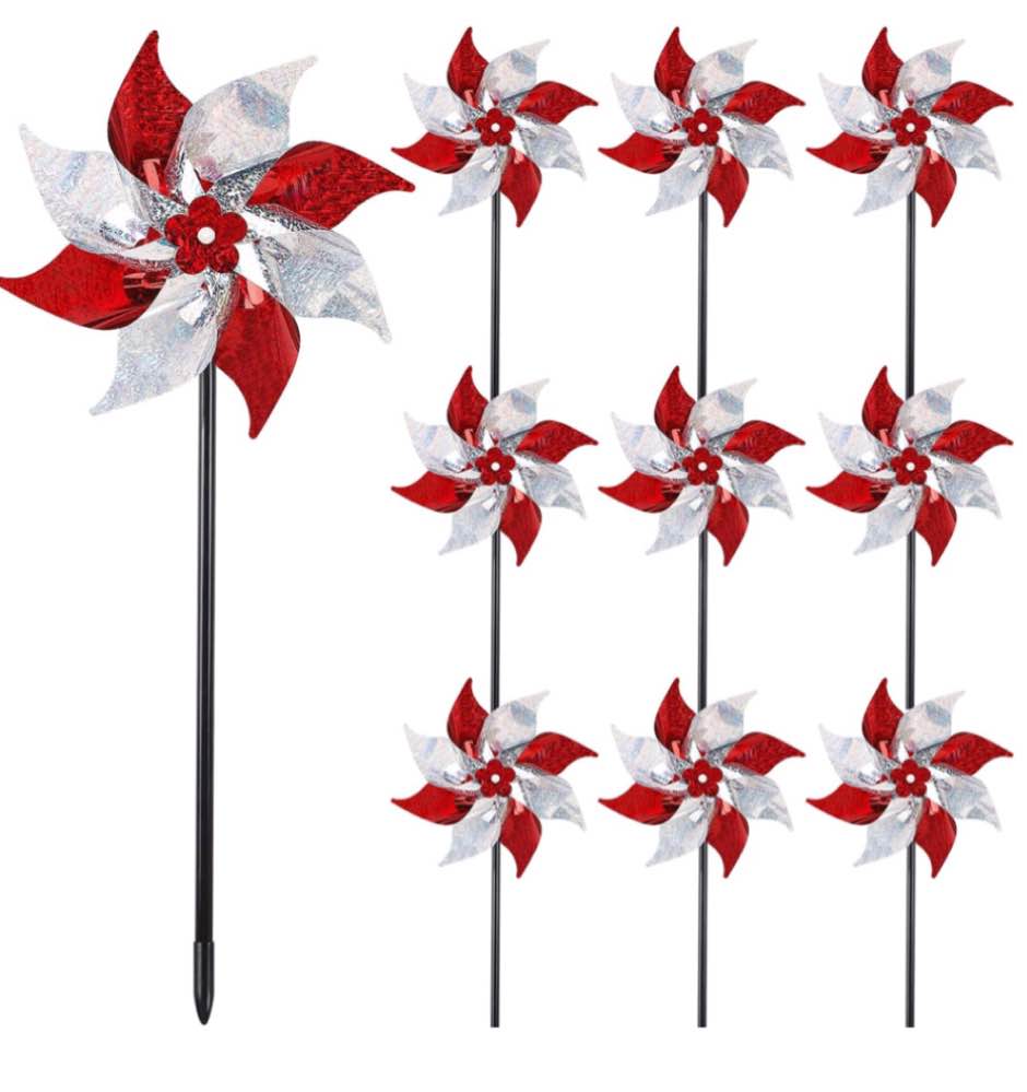 Hausse 10 pack reflective patio farm, red and silver 