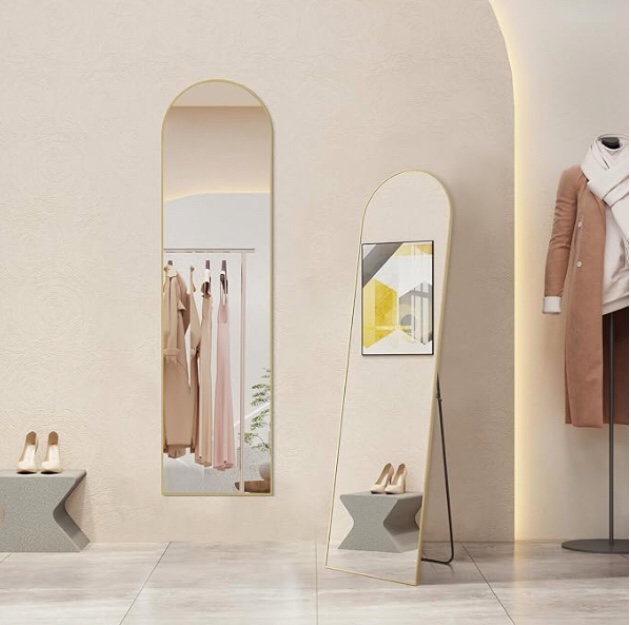 aidoly mirror full length, upgraded body wall mirrors with shatter-proof glass, floor standing, hanging or leaning, tall mirror with stand aluminum alloy frame for bedroom