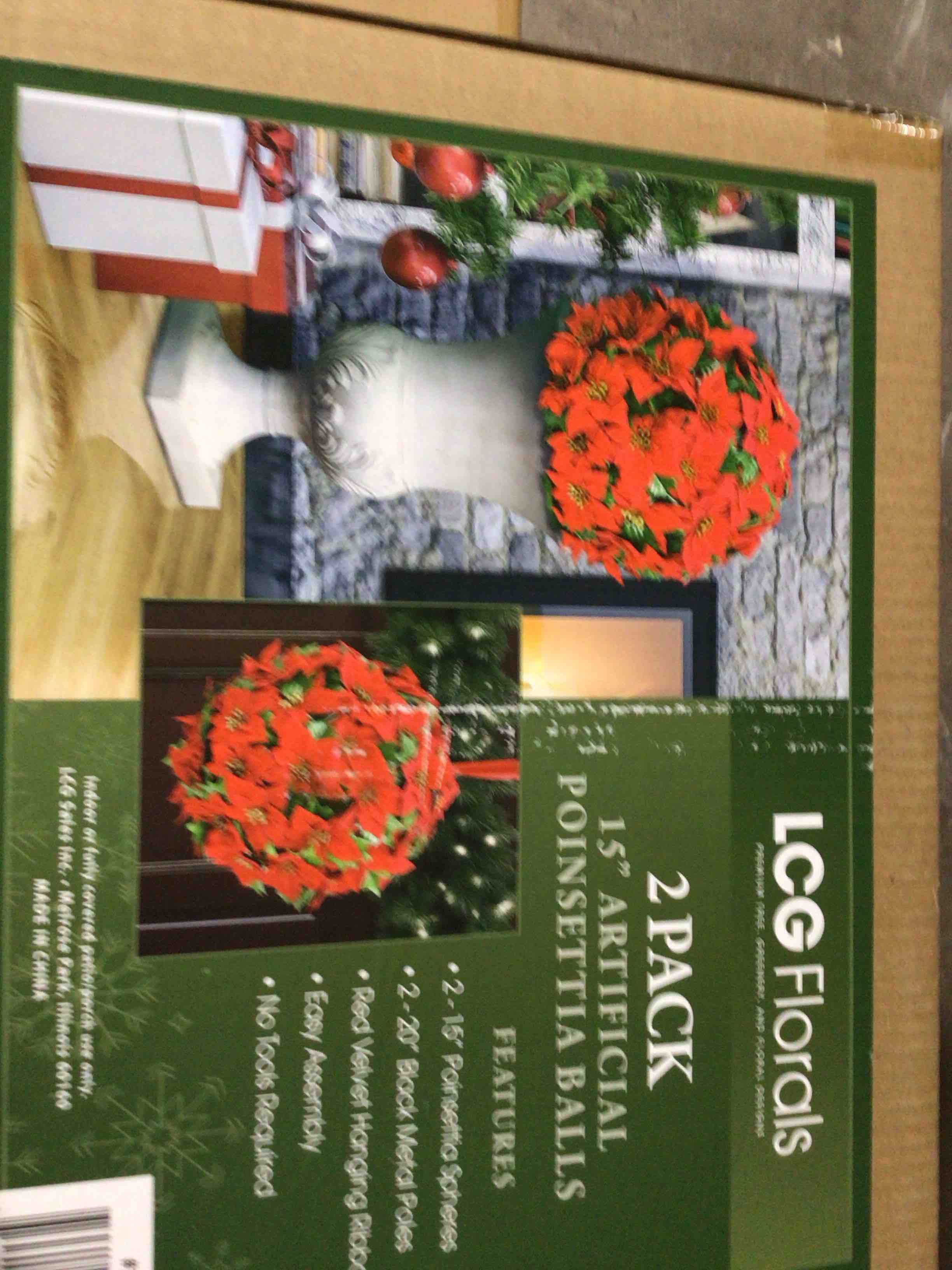 artificial 15" round poinsettia balls, 2 pack