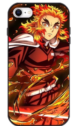 Black Cartoon Case Compatible with Apple iPhone SE 5G 2022 Demon with Slayer Rengoku Kyoujurou Poster Slim Shockproof TPU Silicone Protective Cover Phone Case for Apple iPhone SE 5G 2022