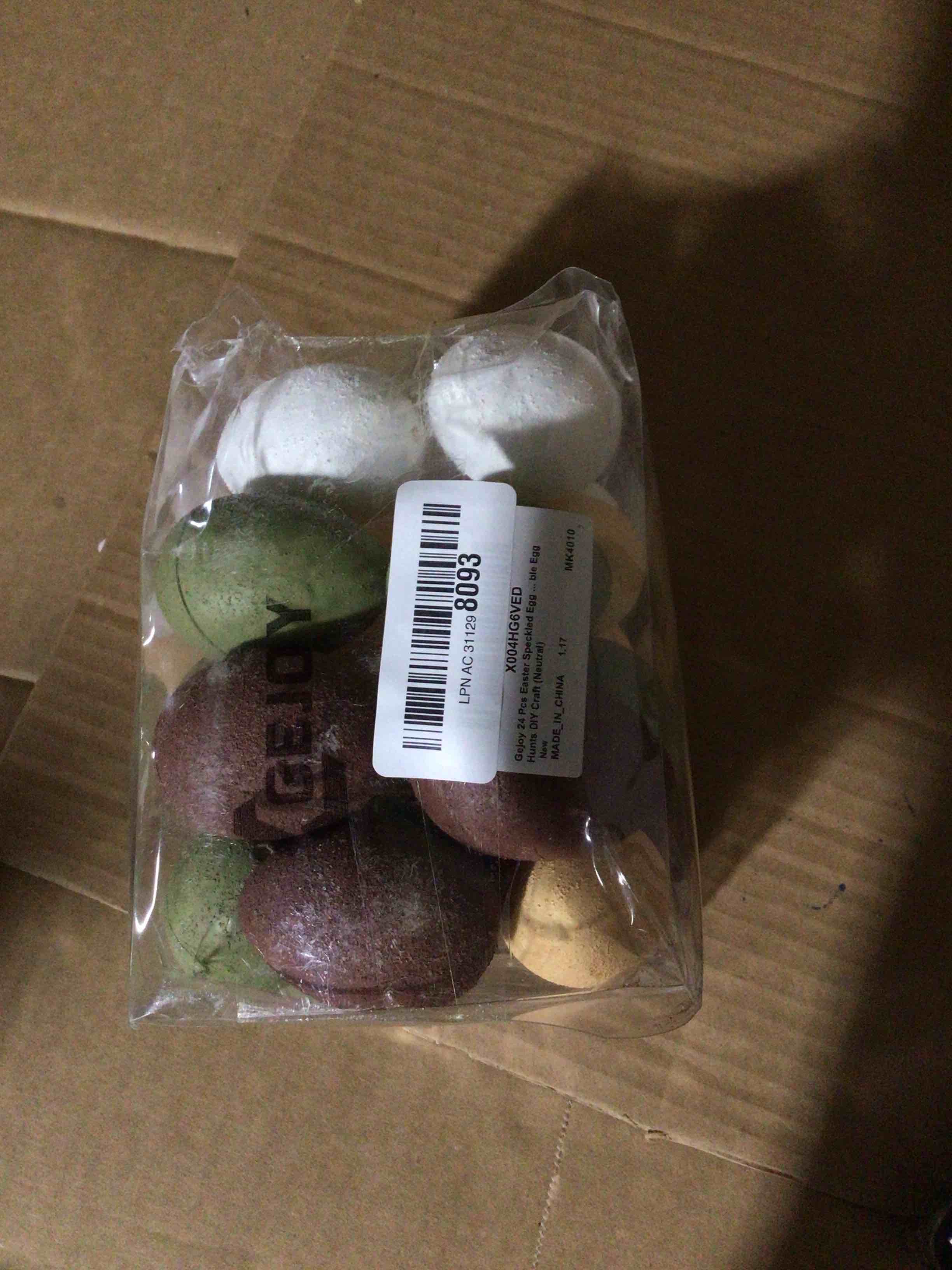 Gejoy 24 Pcs Easter Speckled Eggs Textured Plastic Eggs Neutral Easter Decor Pastel Fake Chicken Eggs Easter Bowl Basket Vase Fillers Rustic Spring Easter Decor for Home Table Egg Hunts (Neutral)