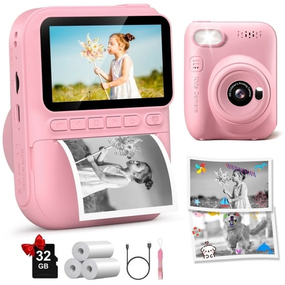 Instant digital camera DIY GOFUNLY (GREEN) for kids, suitable for sharing memories and record fun times 