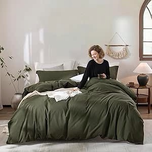 Duvel cover set-washed cotton zip NC 104x 90 US (green)