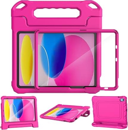 SUPLIK Kids Case for iPad A16 11-inch 2025 (11th Gen) & iPad 10th Generation (10.9-inch 2022), Built with Screen Protector, Durable Shockproof Kidproof Handle Stand Cover, Pink