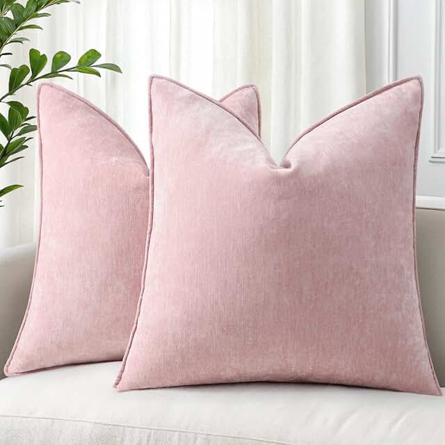 DECOR UOUR HOME couch throw pillow covers 25x25 set of 2 decorative soft pink