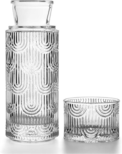 Bedside water carafe and glass set (clear)