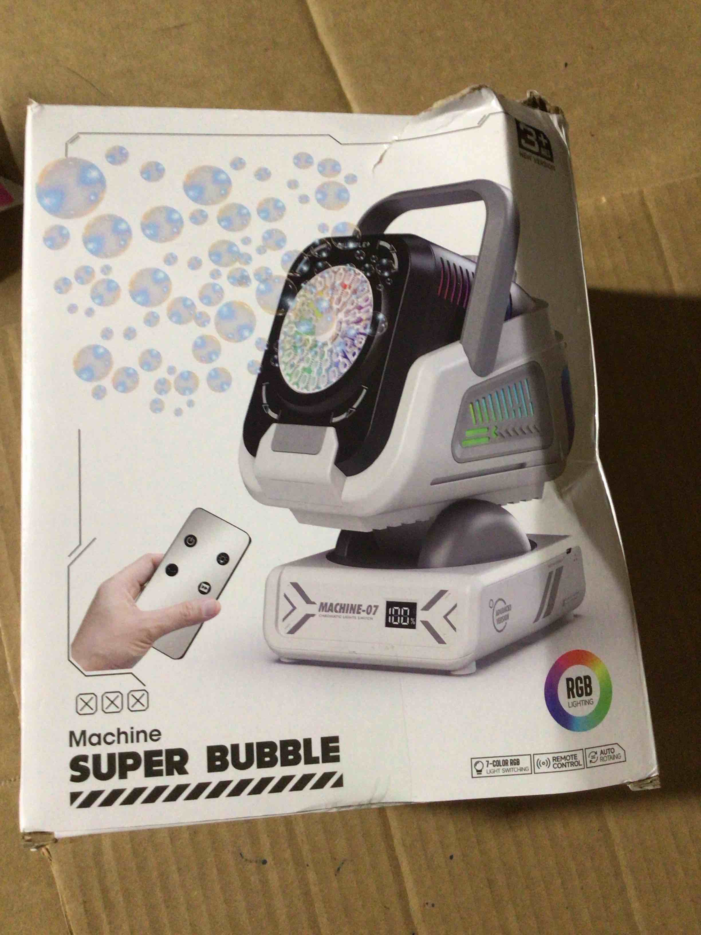 Upgraded Bubble Machine with Remote Control, Automatic Rotation & RGB Lights, 1800mAh Rechargeable Battery, Type-C Charge, Bubble Maker for Kids, Weddings, Birthday Parties, Outdoor Activities