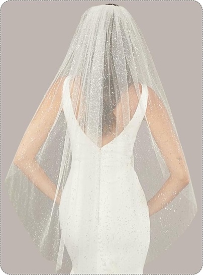 Mopmap 1 Tier Crystal Pearl Beaded Edge Bridal Wedding Veil Fingertip Length (White)