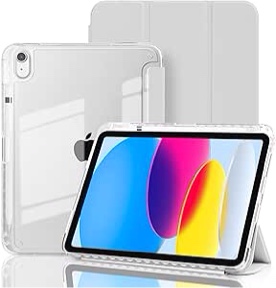 (GRAY) iPad case, with transparent plastic cover on the back for iPad 11th generation