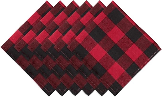 SET red buffalo check napkins set of 6, for dinner tables