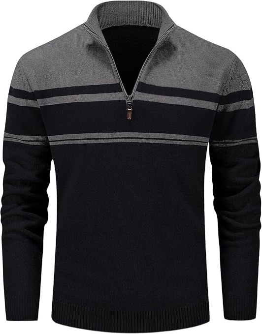 turtle neck men’s sweater, (Black, gray 1/4 zipper, cotton sweater, EXTRA LARGE”XL” SIZE