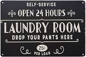 Luandry room carpet sign, (Laundry room self service open 24hrs) rug sign (BLACK) (similar)