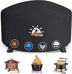 36” fire pit cover (round) 600D premium Oxford cloth and PU coating, Waterproof, heavy duty, wind proof, anti fading 