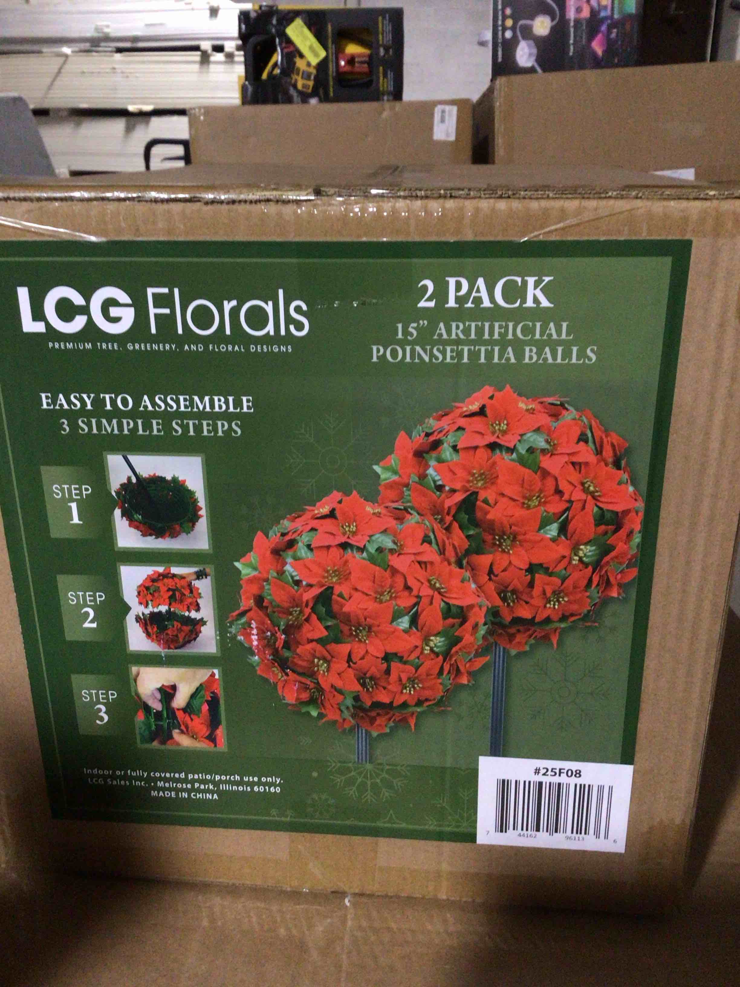 NSOPB 2 Pack 24.5-Inch Artificial Poinsettia Flowers with Ground Spike, Christmas Topiary Balls Trees, Faux Poinsettias Bush,Fake Poinsettia UV Realistic for Outdoor Porch Home Patio Christmas Decor Brand: NSOPB