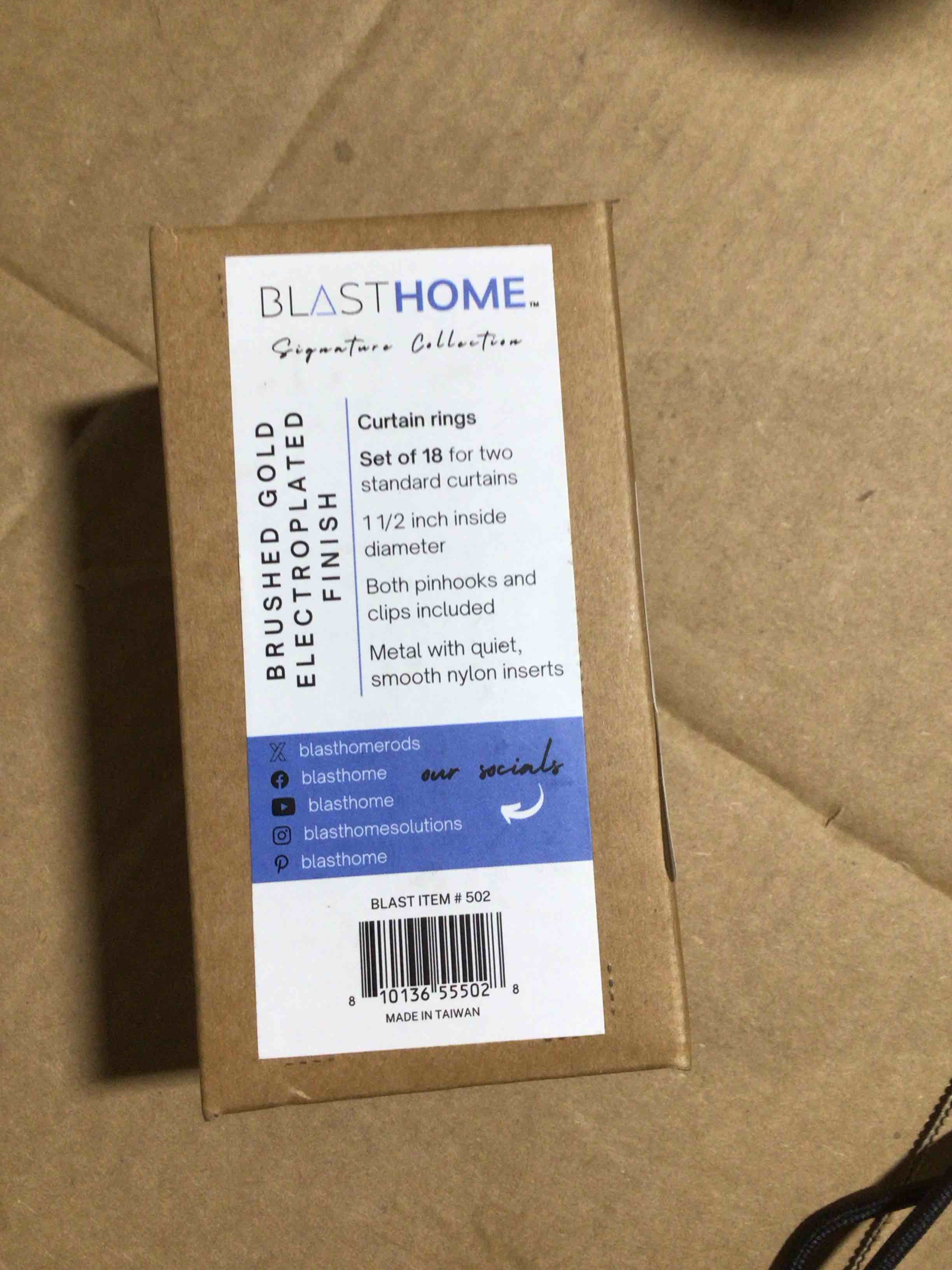 Condition photo showing New/Like New for BlastHome® Luxury Curtain Rings – Premium Metal with Quiet, Smooth, Removable Nylon Inserts – Pinhooks and Clips Included – 1 1/2" Inside Diameter – 18 Rings for Two Standard Curtains – Brushed Gold