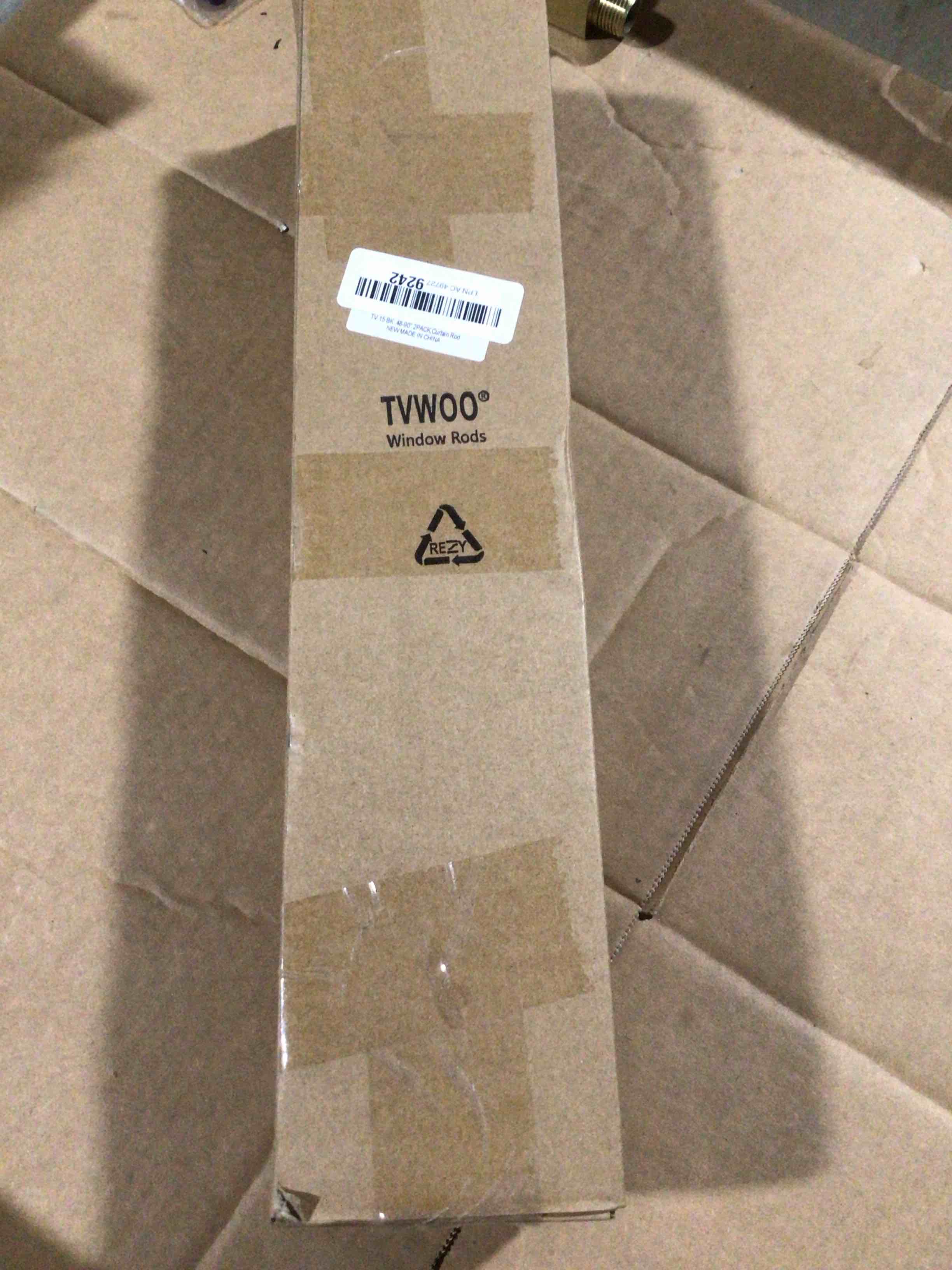 Condition photo showing New/Like New for TVWOO 2 Pack Wrap Around Curtain Rods,Black Curtain Rods 48 to 84 Inch,5/8 Inch Adjustable Blackout Curtain Rod Set,Room Darkening Window Rod,Metal Thicken Hidden Curved Drapery Rod 48-90",Matte Black 48-90" ( 2pack ) Matte Black
