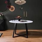 round dining table white top 1-4 with black legs 