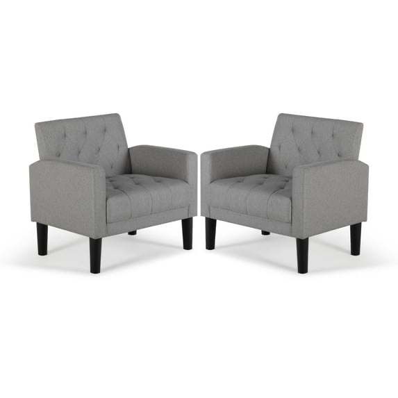 LAZZO Fabric Accent Arm Chair  Wooden Frame Single Chair for Outdoor/Indoor Proch, (Light Grey) 1-pack