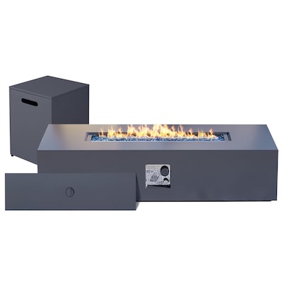 Patio Watcher 56-in W 50000 Maximum BTUs Iron Rectangle Liquid propane Fire pit table