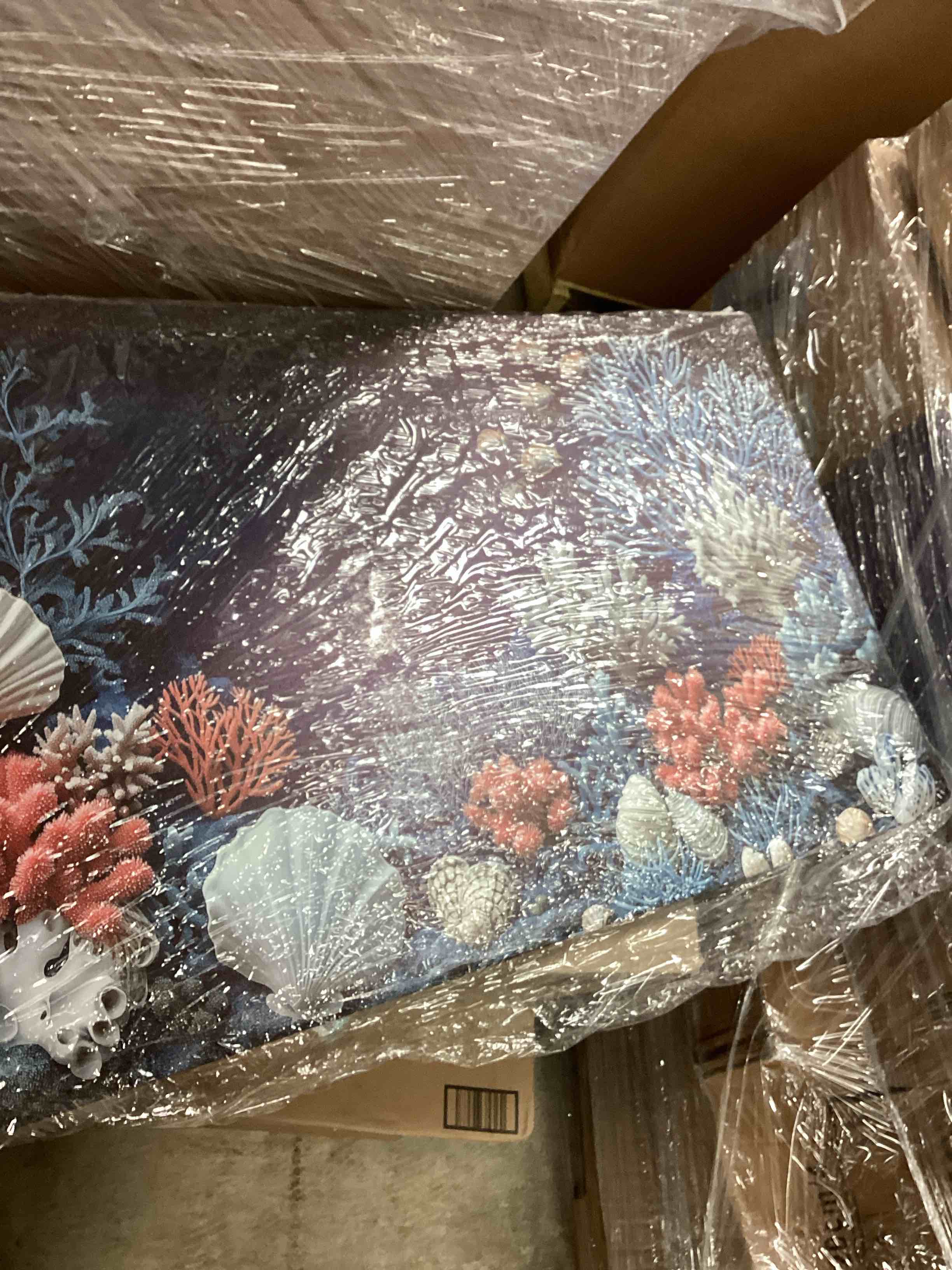 LASMOND Blue Underwater World Wall Art for Bedroom Canvas Painting Prints Quiet Ocean Sea Shell Coral Peaceful Marine Coastal Artwork Office Decor Multi Colors Wall Art(K835) 40"L x 20"W