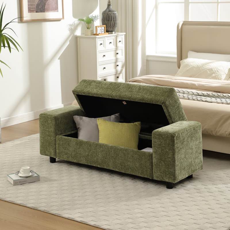 Modern Upholstered Bench With Storage And Removable Upholstered Cover For End Of Bed, Porch And Living Room