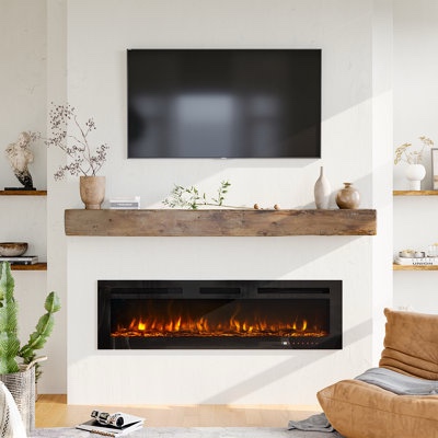 ultra-thin electric fireplace recessed 