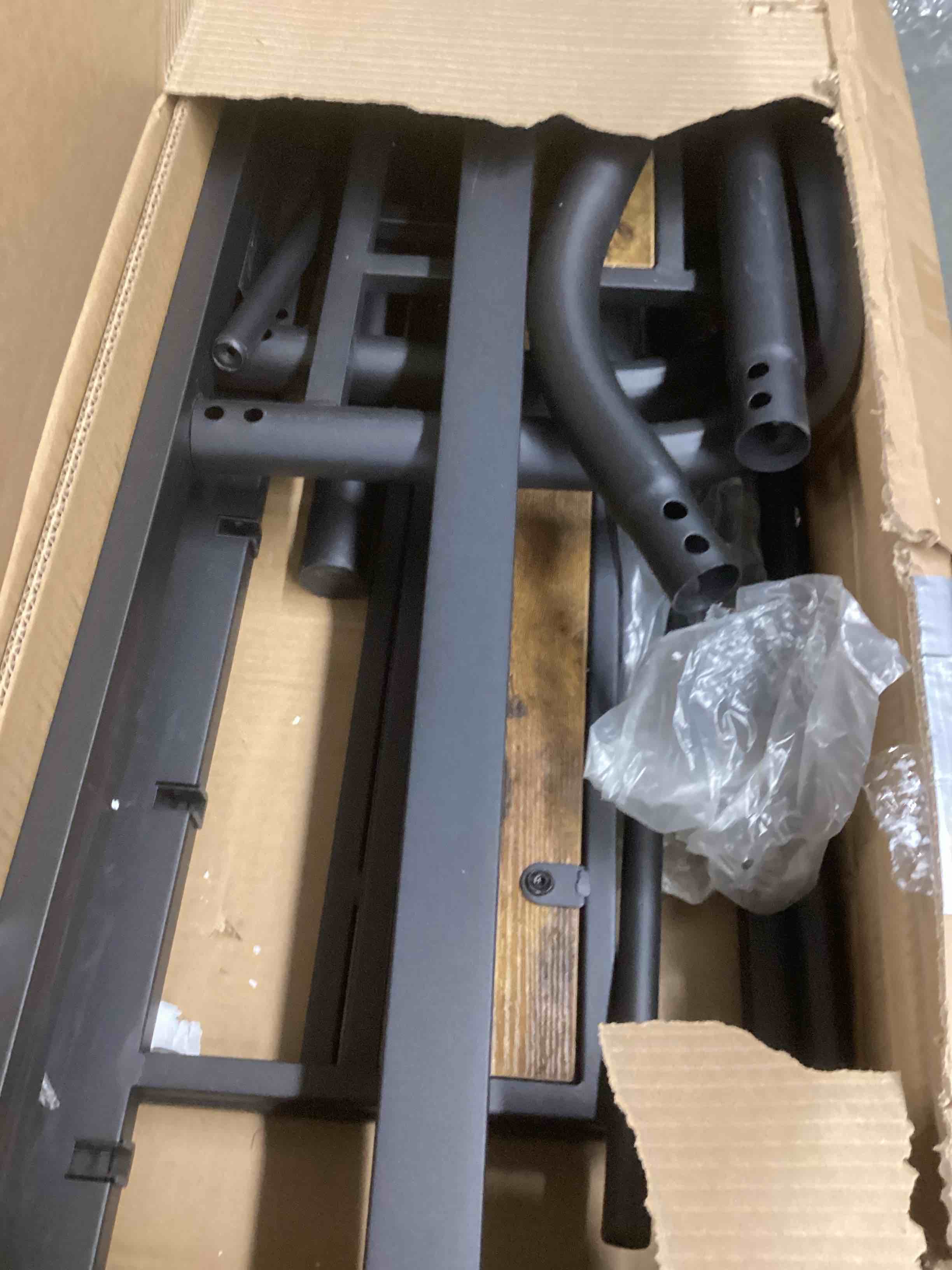 Condition photo showing As Is for Metal Loft Bed Frame With Stairs & Guardrail, Twin Size Space-saving Beds