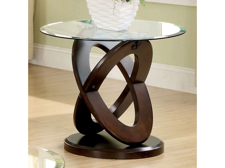 (incomplete top glass only) Furniture of America Living Room End Table, Dark Walnut CM4401E at Furniture Market