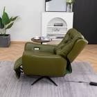 Genuine Leather Swivel Wingback recliner, olive green