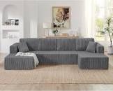  U Shape Modular Sectional Sofa,  (Grey) ( incomplete one box only)
