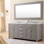 Abbate 72" Double Bathroom Vanity with Carrara White Marble Top, gray ( incomplete missing one sink)
