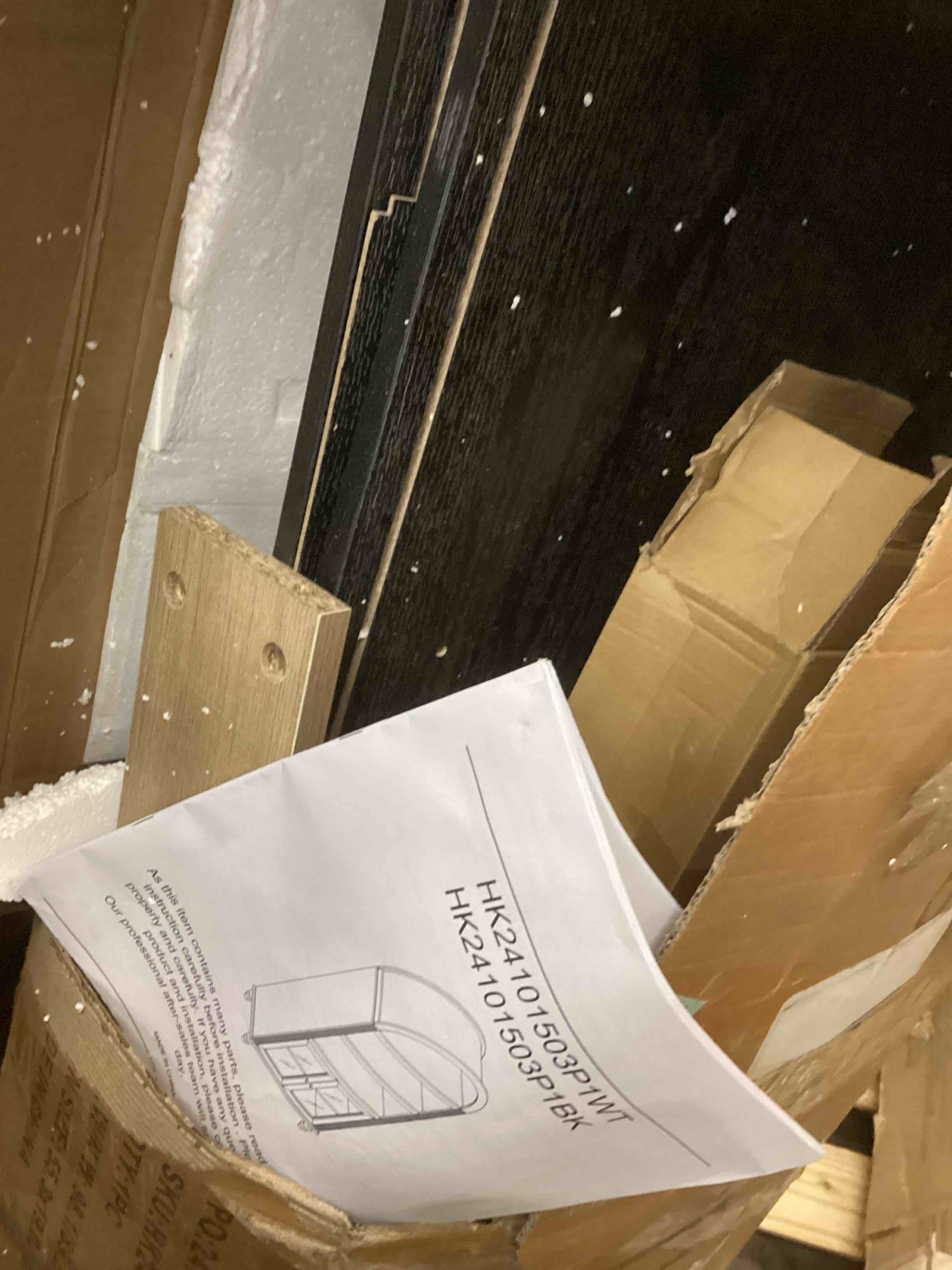 Condition photo showing item condition for 72 Inch Tall Arched Kitchen Pantry Cabinets with Adjustable Shelves, 5-Tier Kitchen Storage Cabinet for Dining Room, Living Room