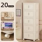 4 tier large stackable storage bins with lid and wheels, collapsible storage bins plastic with doors?suit for clothes, closet, home and office