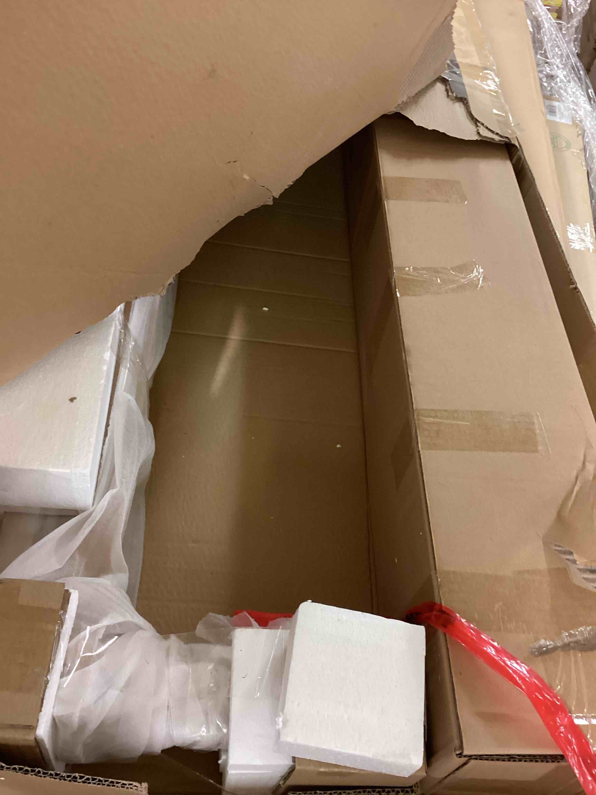 Condition photo showing Good Condition for Furano Upholstered Two Cushion King Platform Bed in Ginger and Natural Linen(Incomplete)