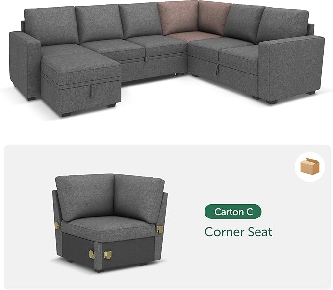 convertible sleeper sectional sofa with pull gray(incomplete)