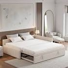 Modern Soft Upholstered L-Shaped Daybed with Twin Trundle Beige (Incomplete box 2/2)