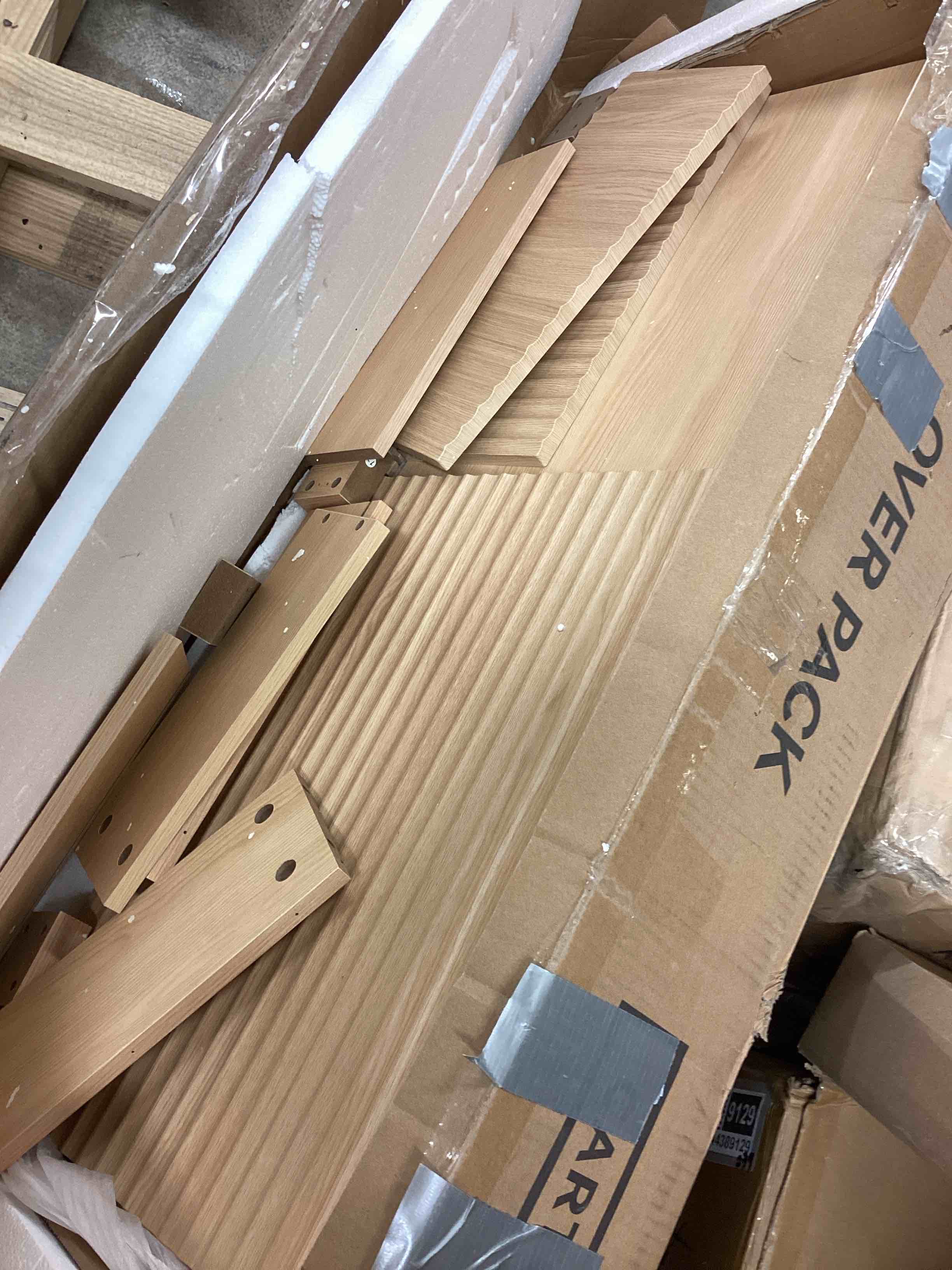 Condition photo showing As Is for 70" Fluted Fireplace TV Stand for 80" TV, TV Console Cabinet with Wavy Grain Doors & Adjustable Shelves, Remote & Touch Control Adjustable LED Light, Flame Colors&Temperature for Living Room (incomplete box A only) 