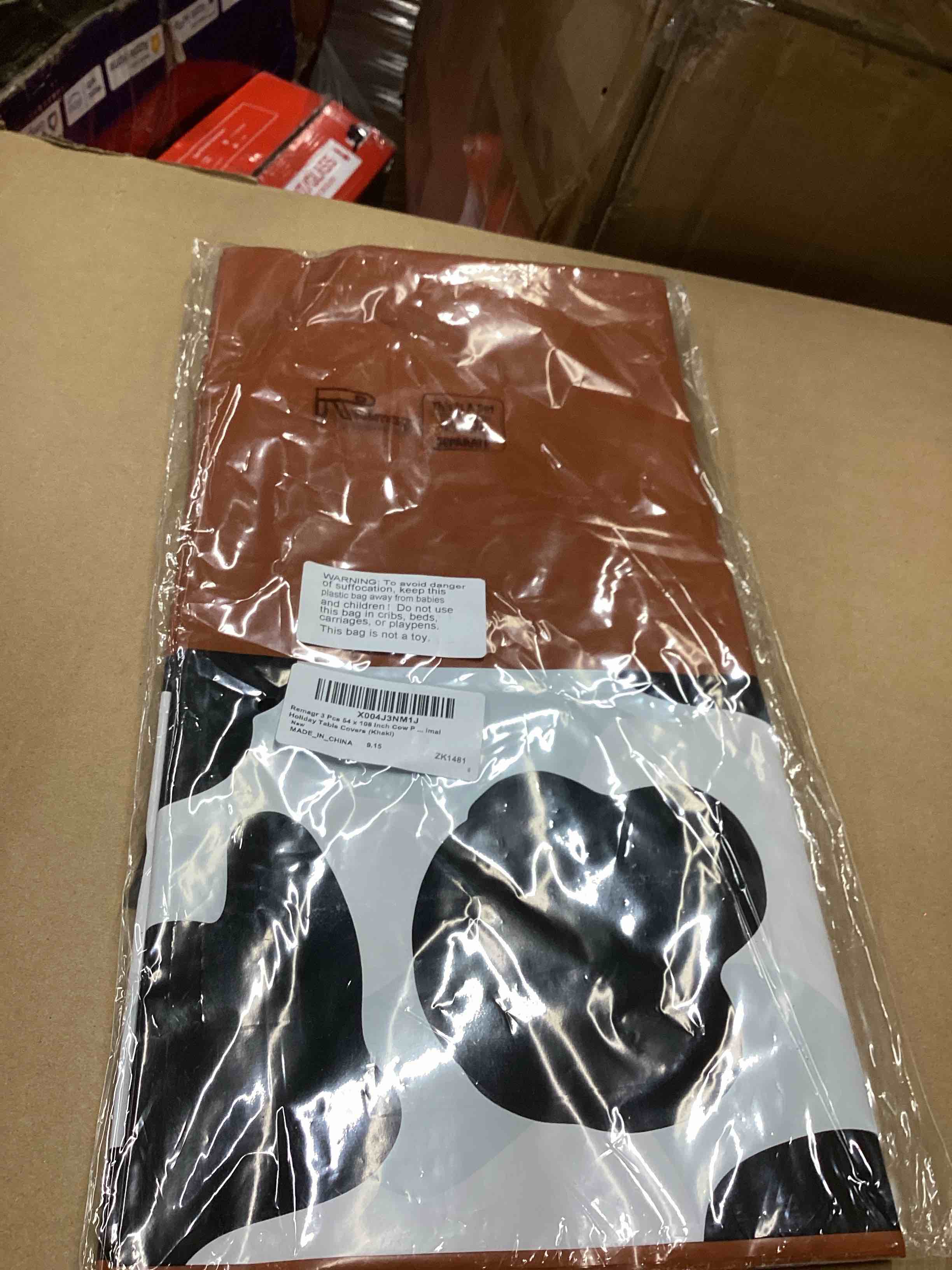 Condition photo showing New/Like New for 54 x 108 Inch Cow Print Tablecloth for Party Decor, Western Table Cloth Cowboy Print Plastic Rustic Table Runner Highland My First Rodeo Toys Farm Animal Holiday Story(Khaki,3 Pcs) Khaki 3
