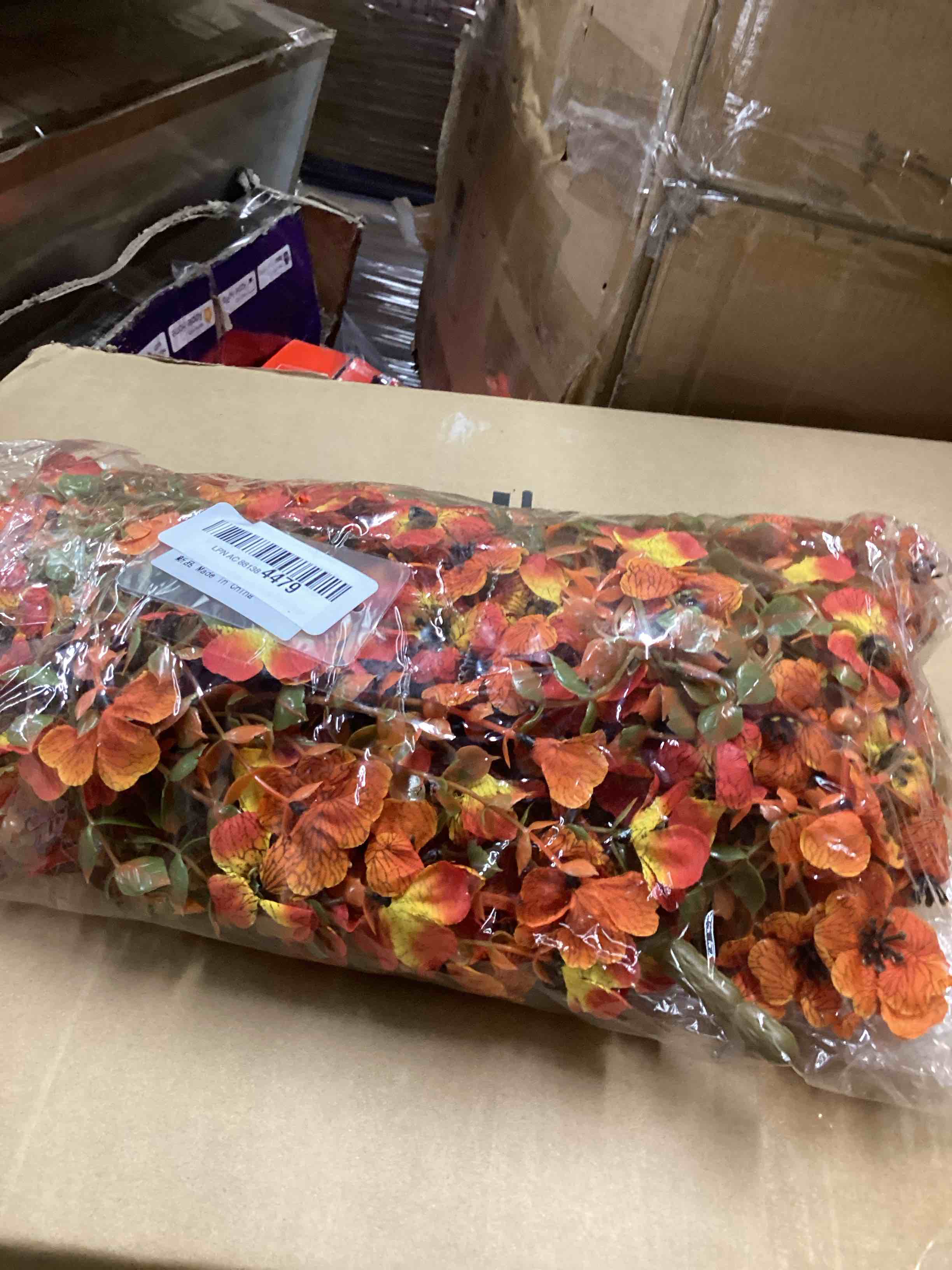 Condition photo showing New/Like New for INQCMY Artificial Fall Flowers for Outdoors Realistic Faux Autumn Hanging Plants 2Pcs Fake Mums Fake Flowers for Porch Patio Outdoor Decor Home Decor UV Resistant (Orange Sunset Red) Red Orange