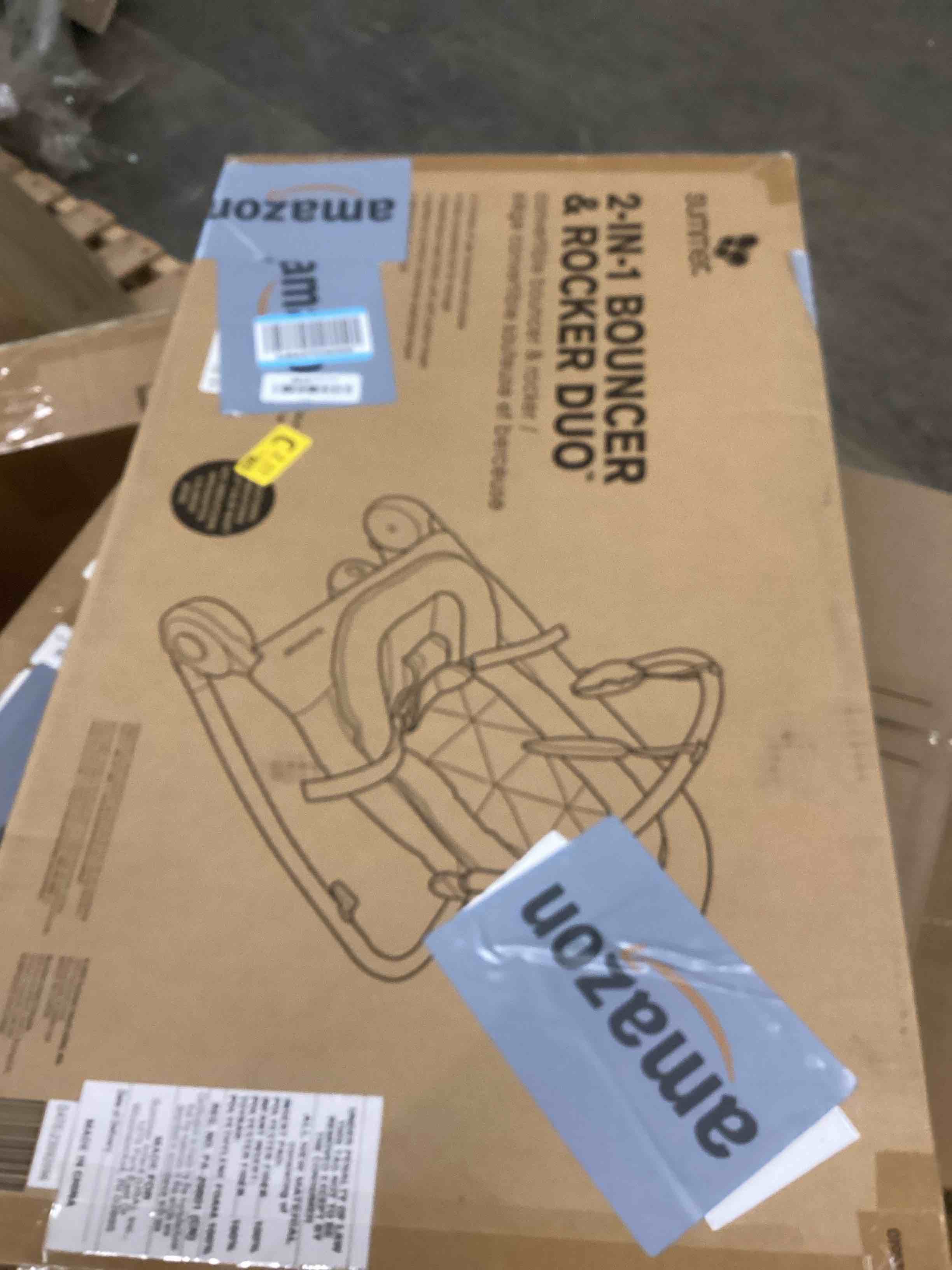 Condition photo showing New/Like New for Summer Infant 2-in-1 Bouncer & Rocker Duo (Gray and Teal) Convenient and Portable Rocker and Bouncer for Babies Includes Soft Toys and Soothing Vibrations