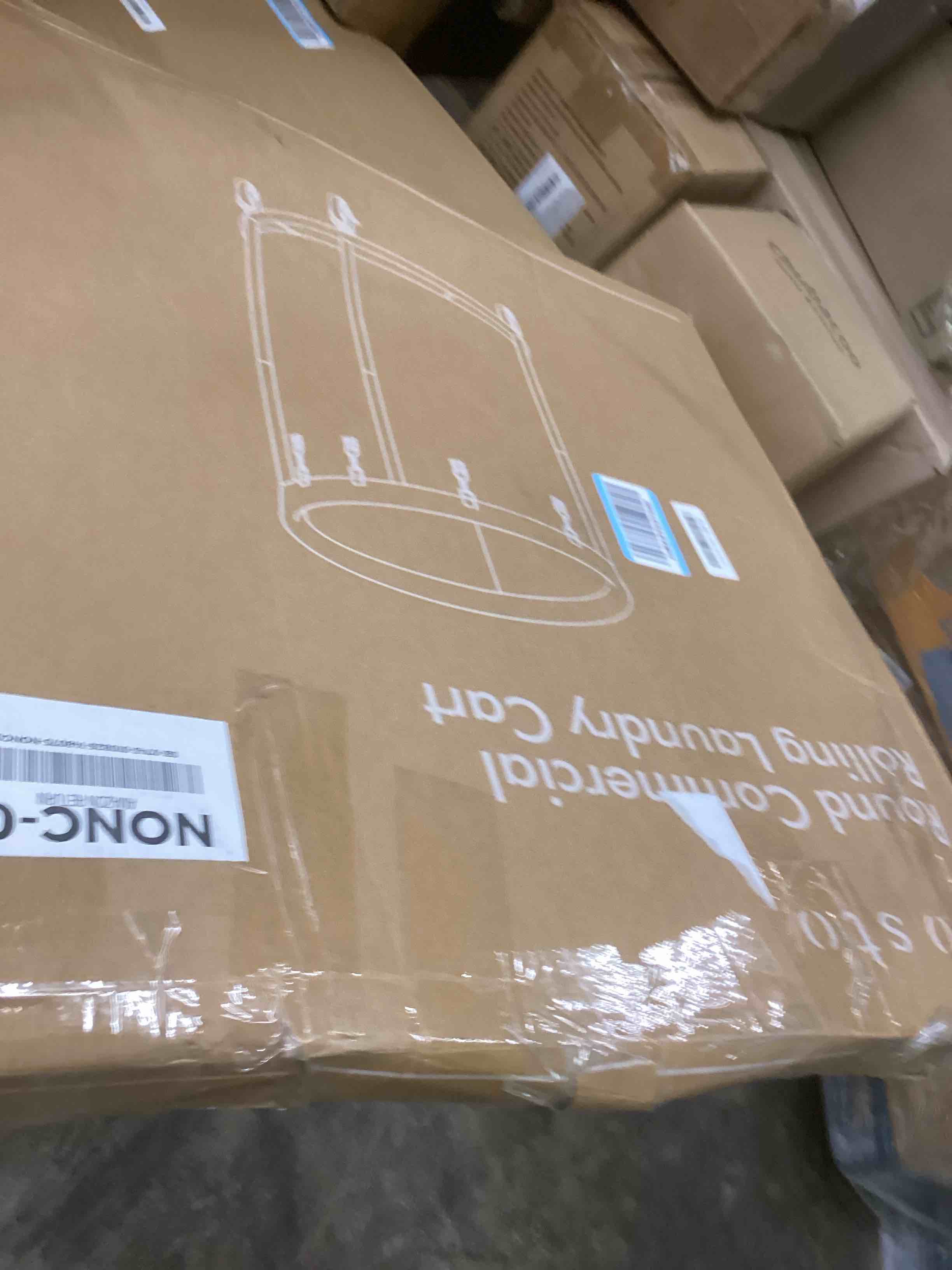 Condition photo showing Good Condition for STO STO Rolling Laundry Hamper with Wheels – 185L (48 Gallon) Extra Large Industrial Clothes Laundry Basket with Removable Bag, Round Cart Sorter for Bedroom, Hotel, Beige & Gray