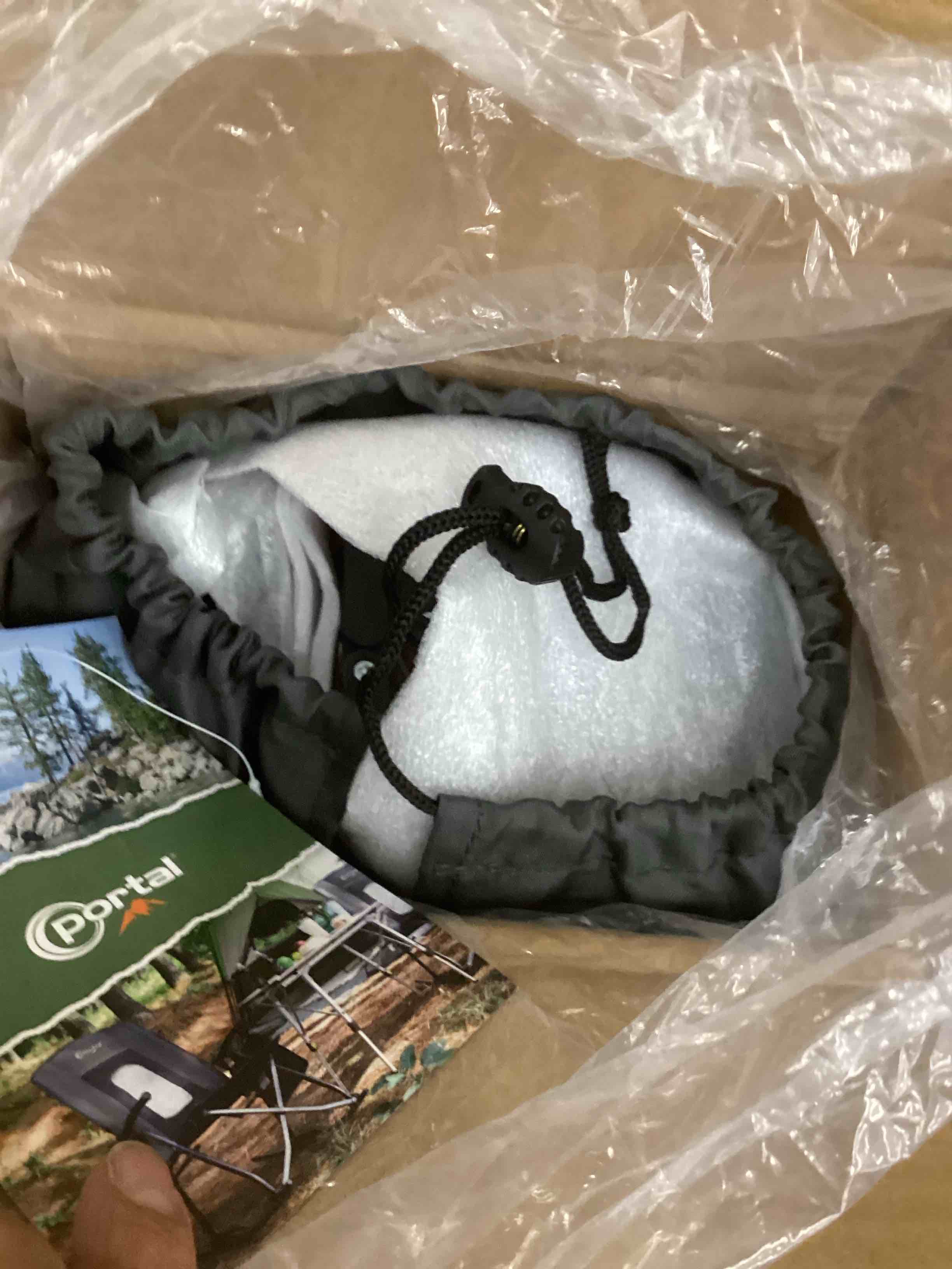 Condition photo showing New/Like New for Portal Lightweight Aluminum Folding Square Table Roll Up Top 4 People Compact Table with Carry Bag for Camping, Picnic, Backyards, BBQ, Brown