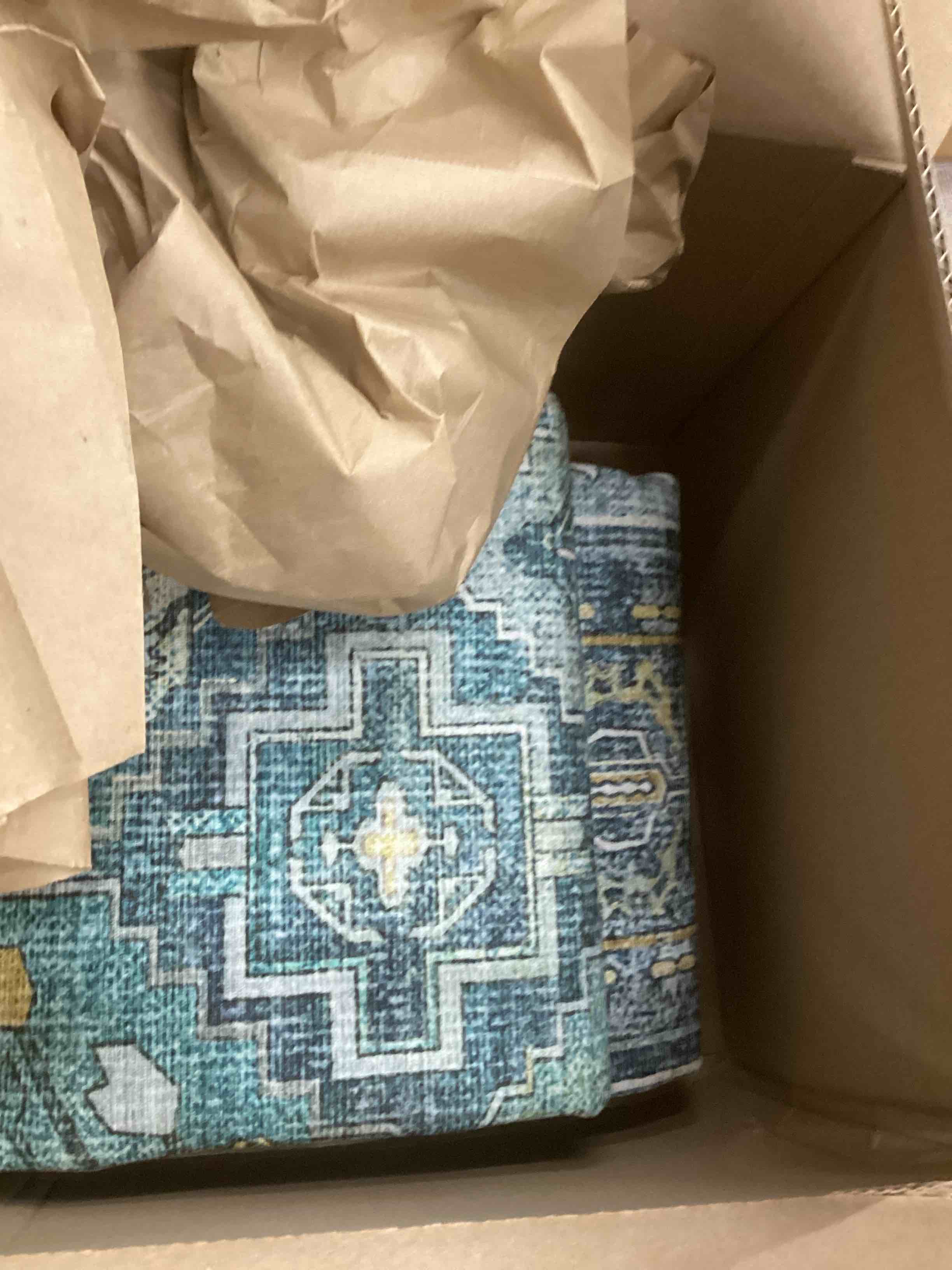 Condition photo showing New/Like New for Foxmas 6x9 Area Rugs for Living Room Bedroom, Machine Washable Non-Slip Vintage Rug, Low Pile Throw Rugs with Rubber Backing Washable Carpet for Dining Room Kitchen Home Decor, Teal