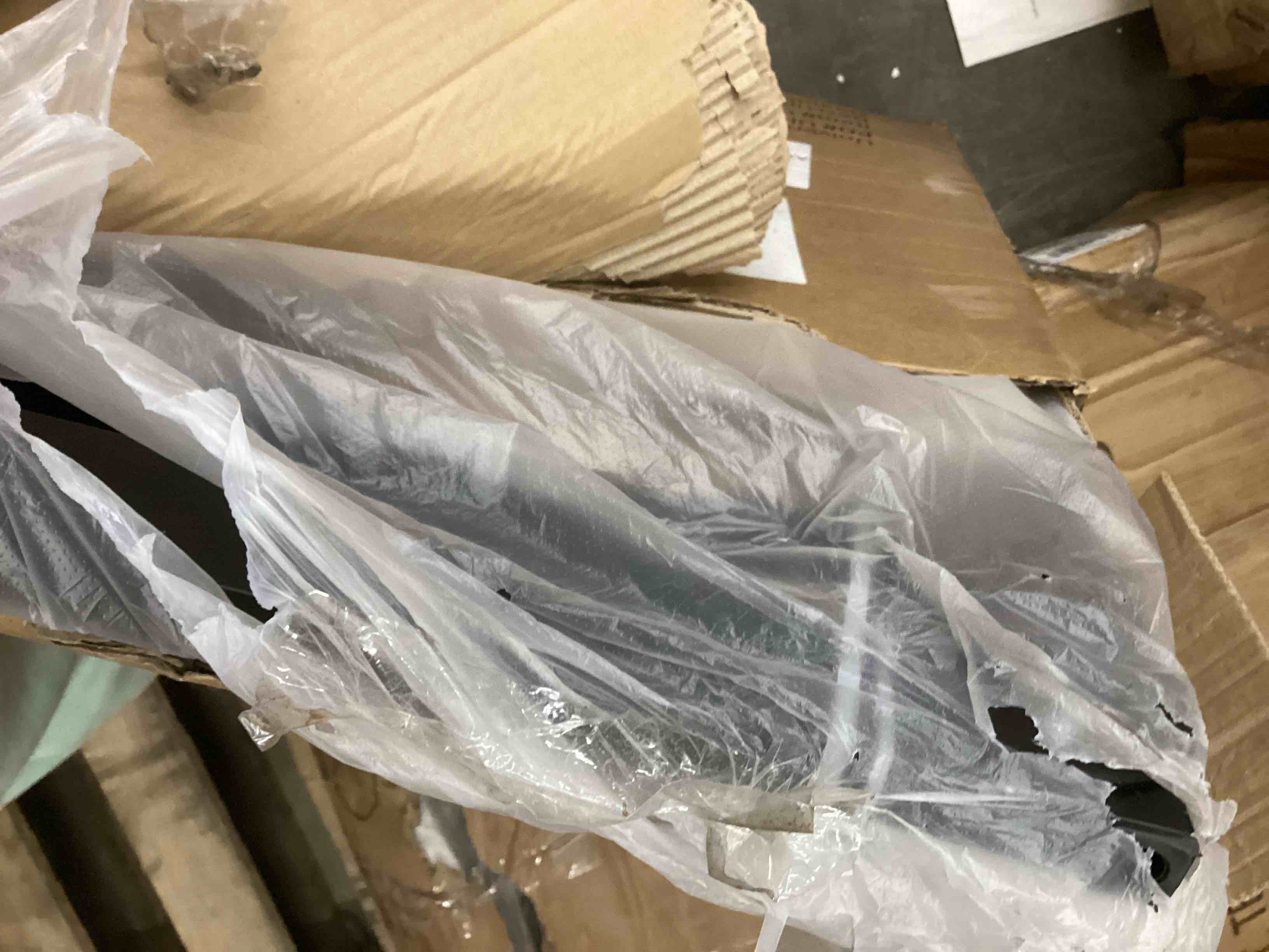 Condition photo showing As Is for unipaws 56" Clear Tall Pet Gate, Pressure Mounted Cat Gate Fits 29.5-33.5" Wide Opening, Black