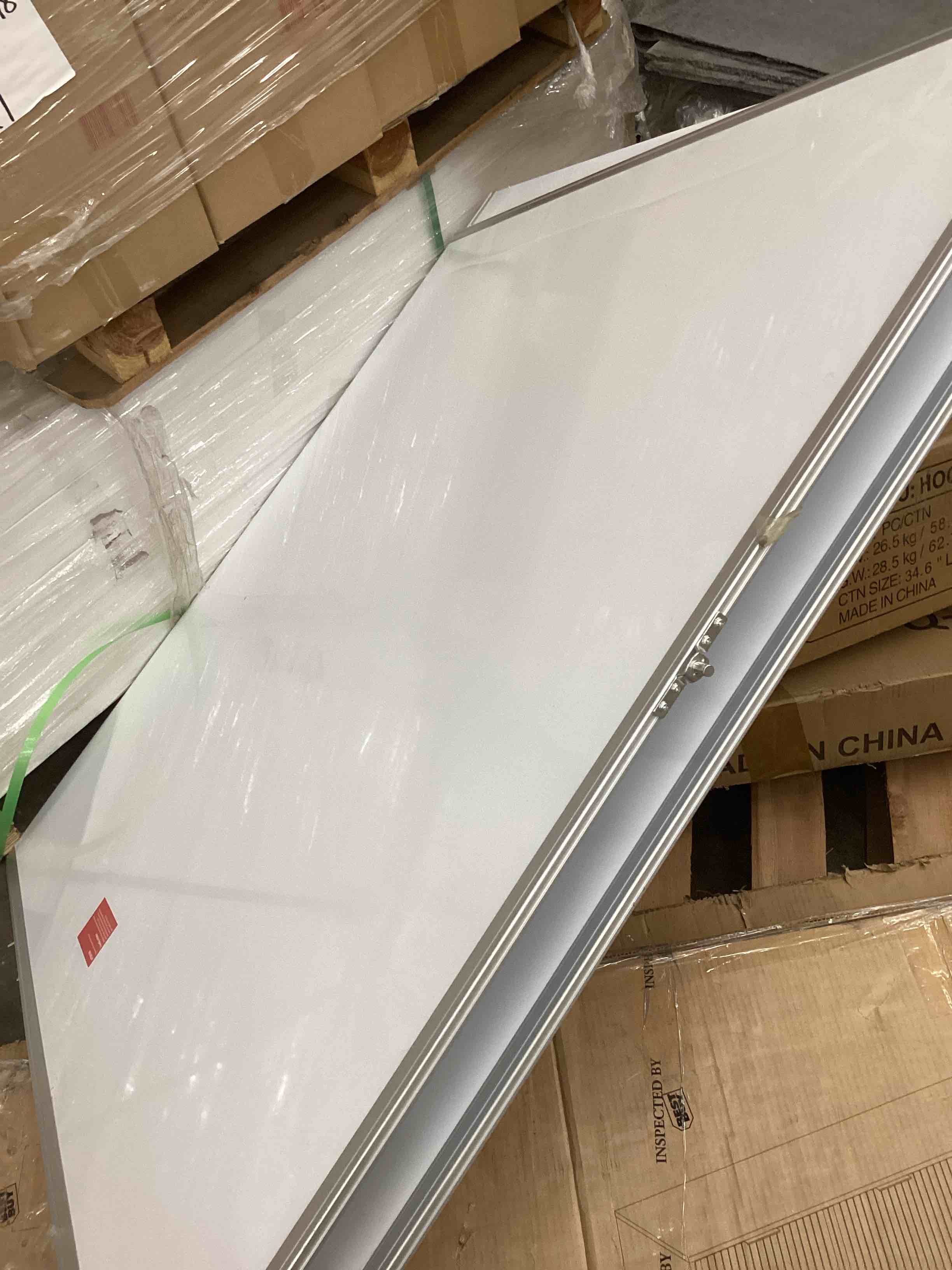 Condition photo showing As Is for maxtek Rolling Whiteboard, 96x48 Large Double-Sided White Board Dry Erase on Wheels, Giant Magnetic White Board Standing for Office, School, Home Office, Homeschool (incomplete missing stand metal) 