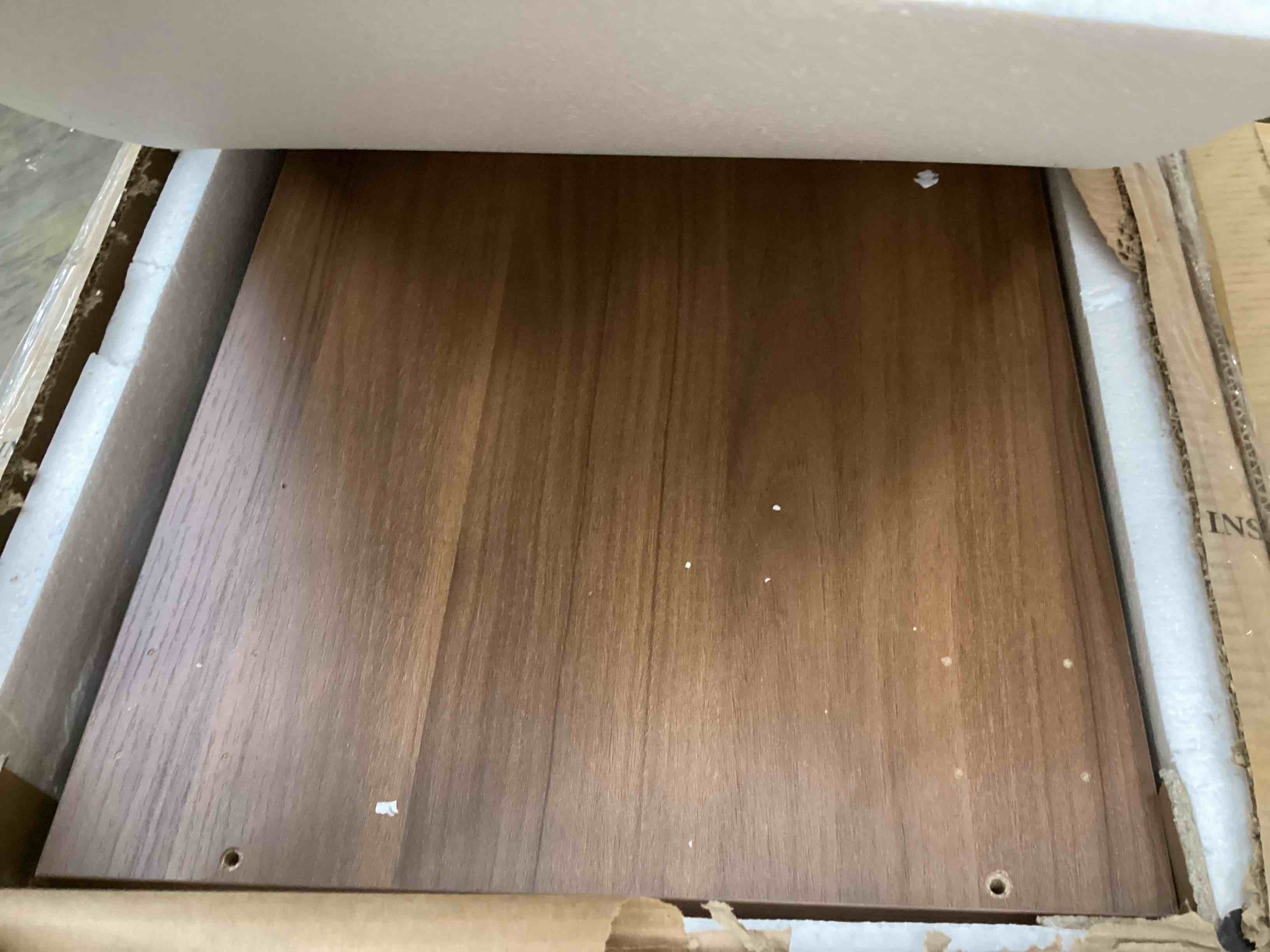 Condition photo showing As Is for LOVMOR Wood Modern TV Stand Fluted 68 inch t Entertainment Center with Storage Doors