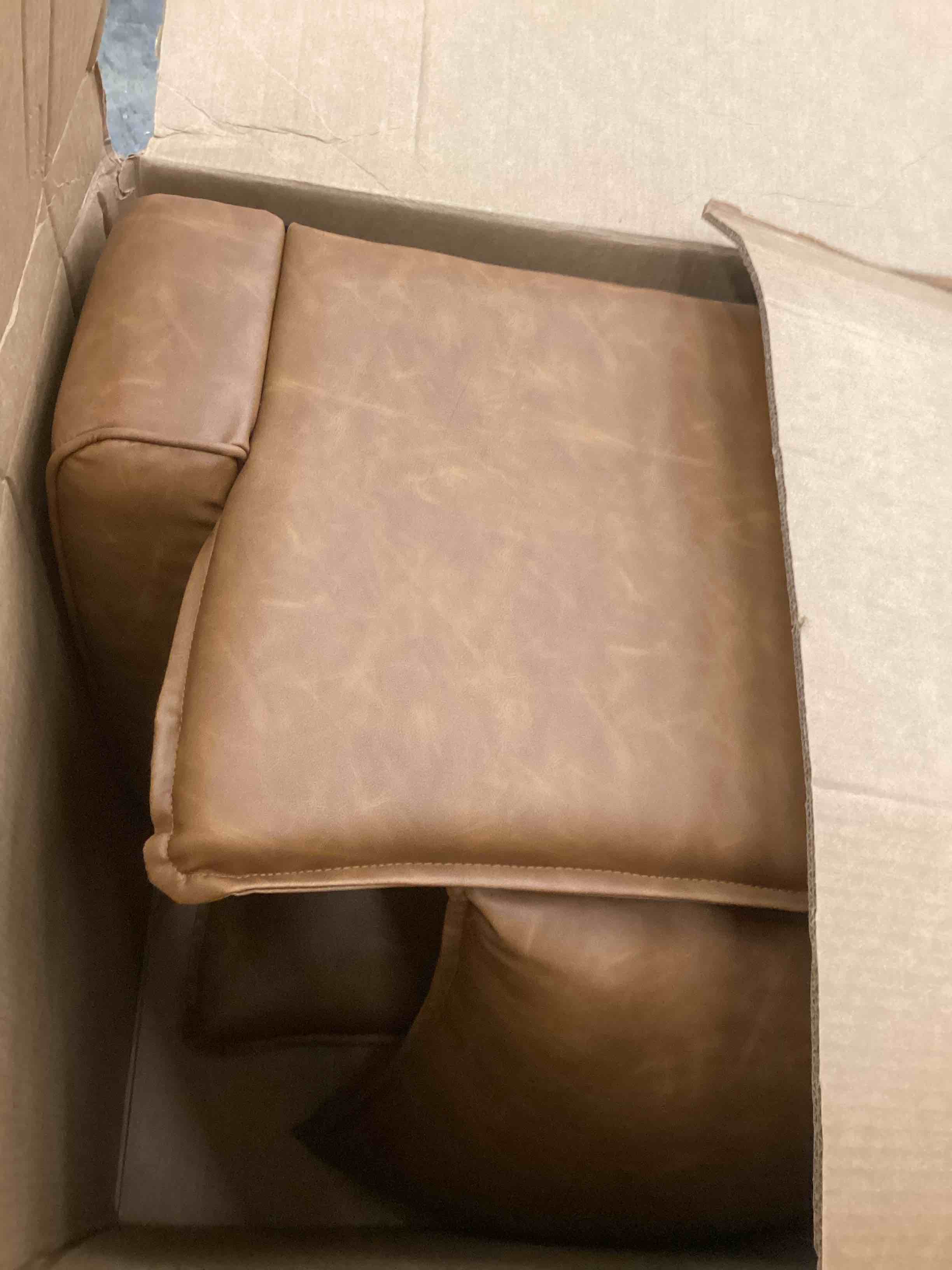 Condition photo showing As Is for 29.75” wide Side Chair Faux leather By Latitude Run® Brown (missing legs)