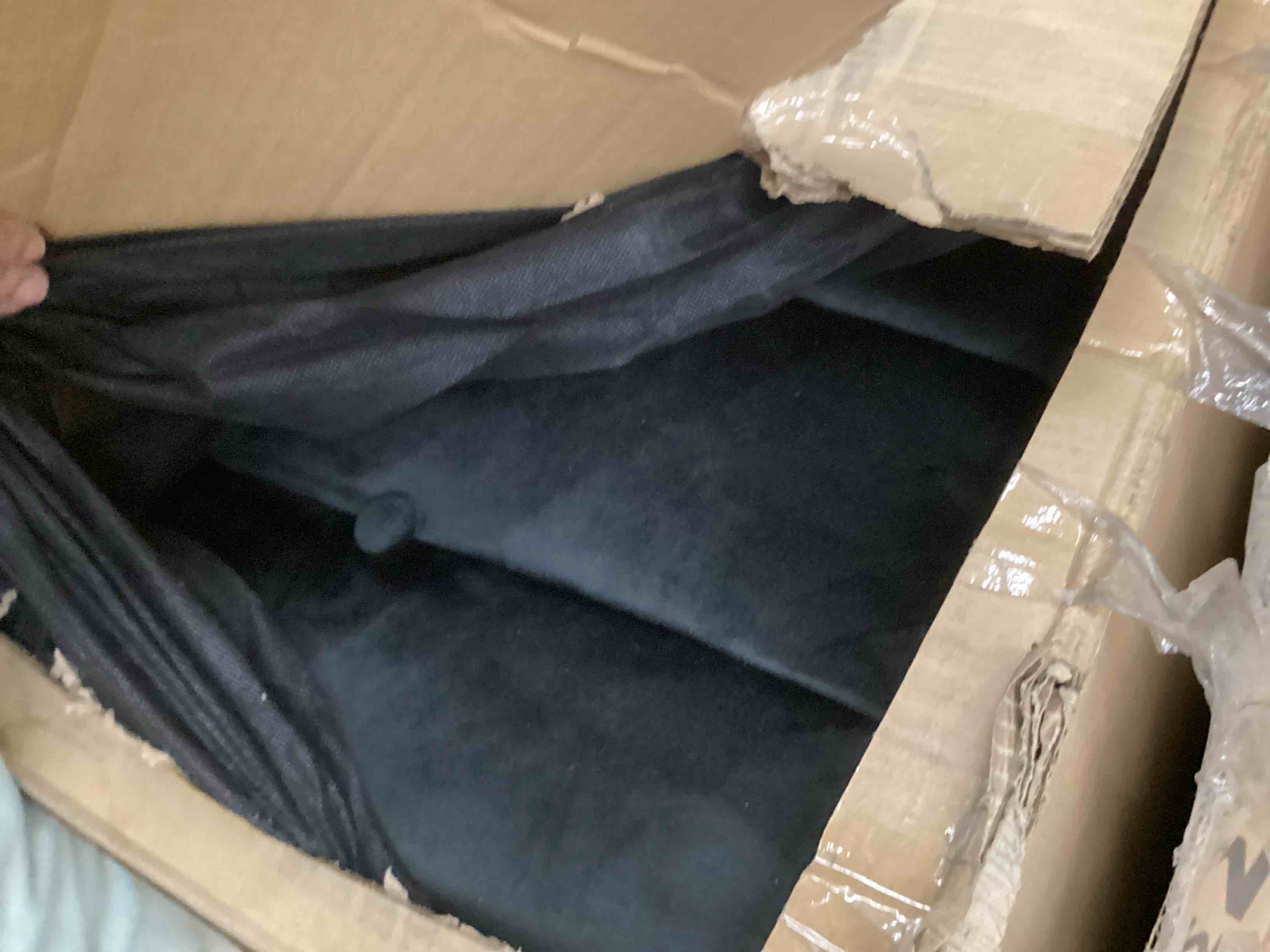 Condition photo showing As Is for Perdue 81.5" Velvet Square Arm Convertible Sofa Black 