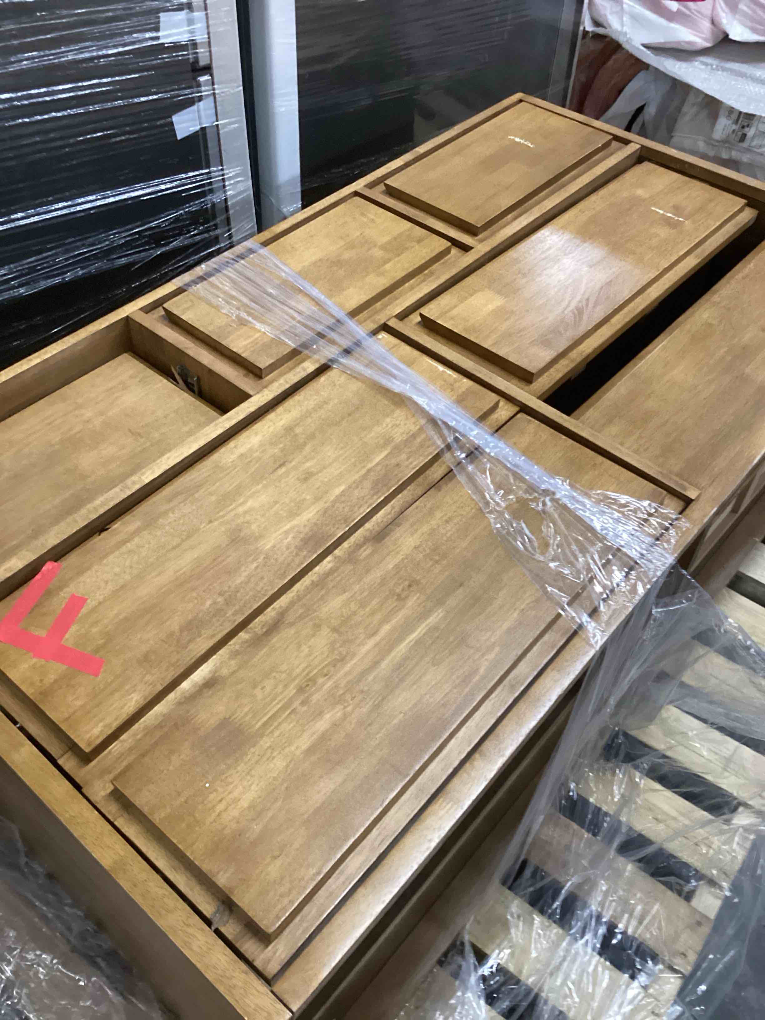 Condition photo showing As Is for Ariana 55.8" W Solid Wood 7-Drawer Dresser(incomplete/ damaged)