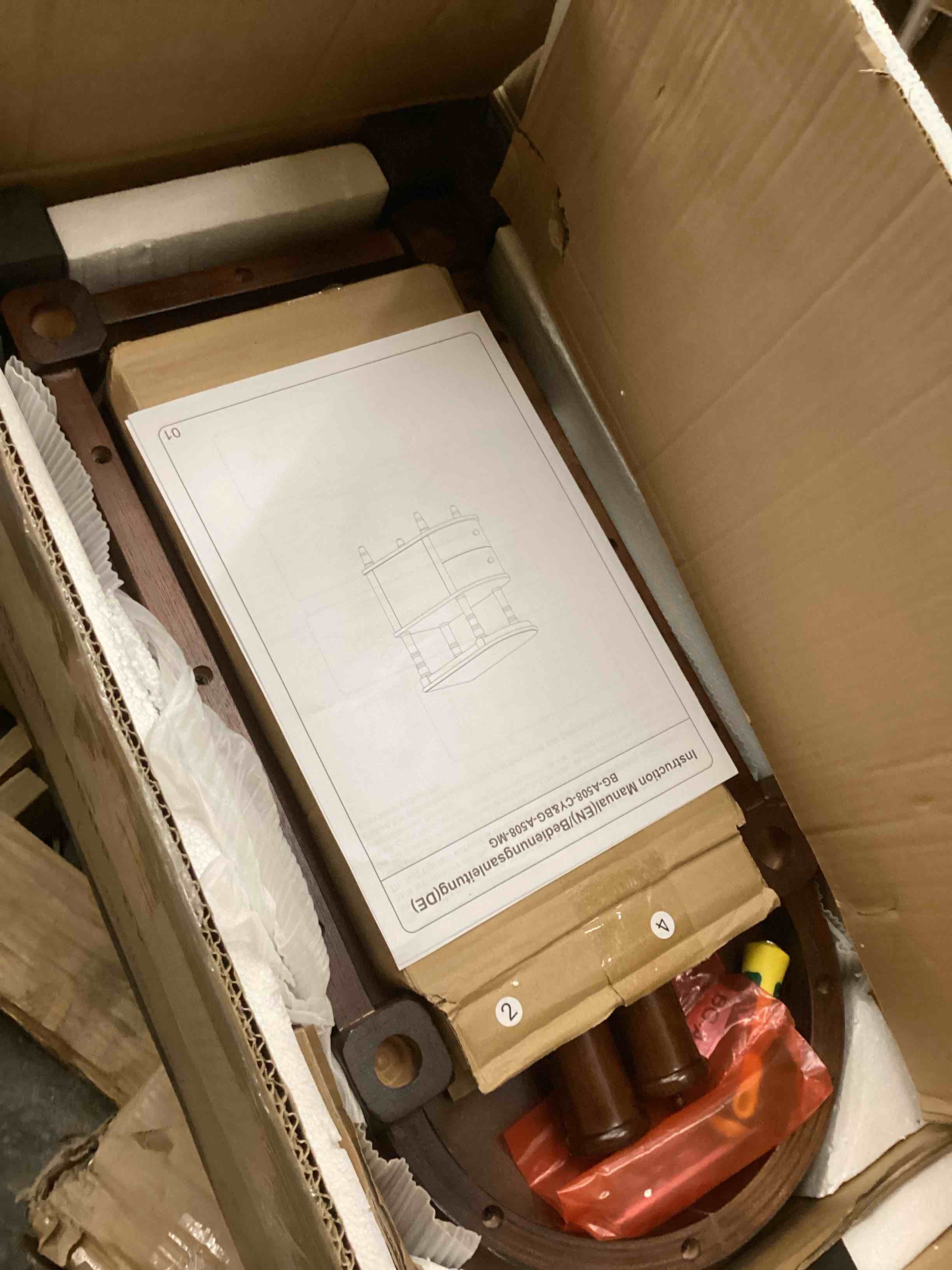 Condition photo showing Good Condition for Narrow End Table with 2 Storage Drawers, Retro Vintage Sofa Beside Table, Wood Slim Telephone Table for Living Room,Saving-space, 23.4“L x 11.4"W x 25.3"H, No-Tools Assembly, Cherry Walnut BG-A508-CY